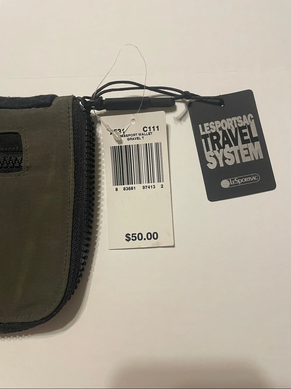 Lesportsac Olive Green and Black Zip Travel Wallet